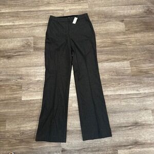 Express Womens High Rise Pinstripe Wide Leg Trouser Pants Dark Grey 8L NWT